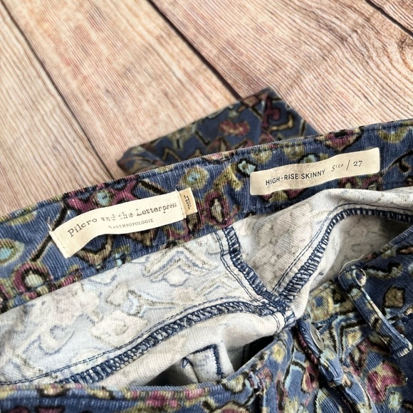 Anthropologie PILCRO AND THE LETTEPRESS 27 High Rise Skinny Corduroy Pants boho - Picture 7 of 8